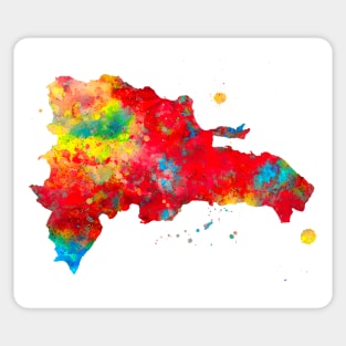 Dominican Republic Map Watercolor Painting Sticker